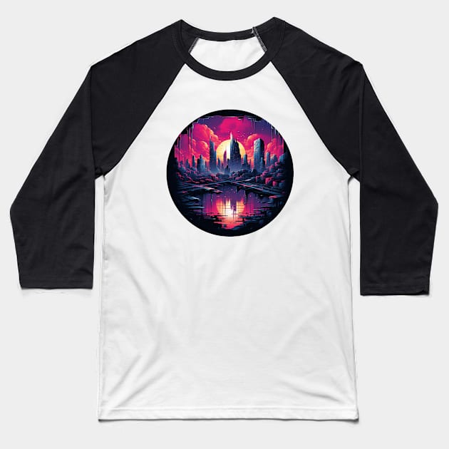 Cyberpunk City Ep.2 Baseball T-Shirt by BloomInOctober